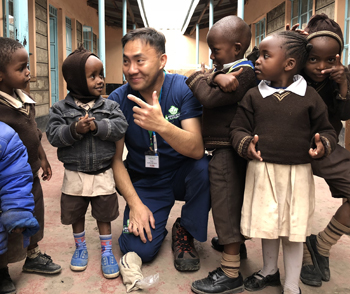 Dr. Fang with kids in India